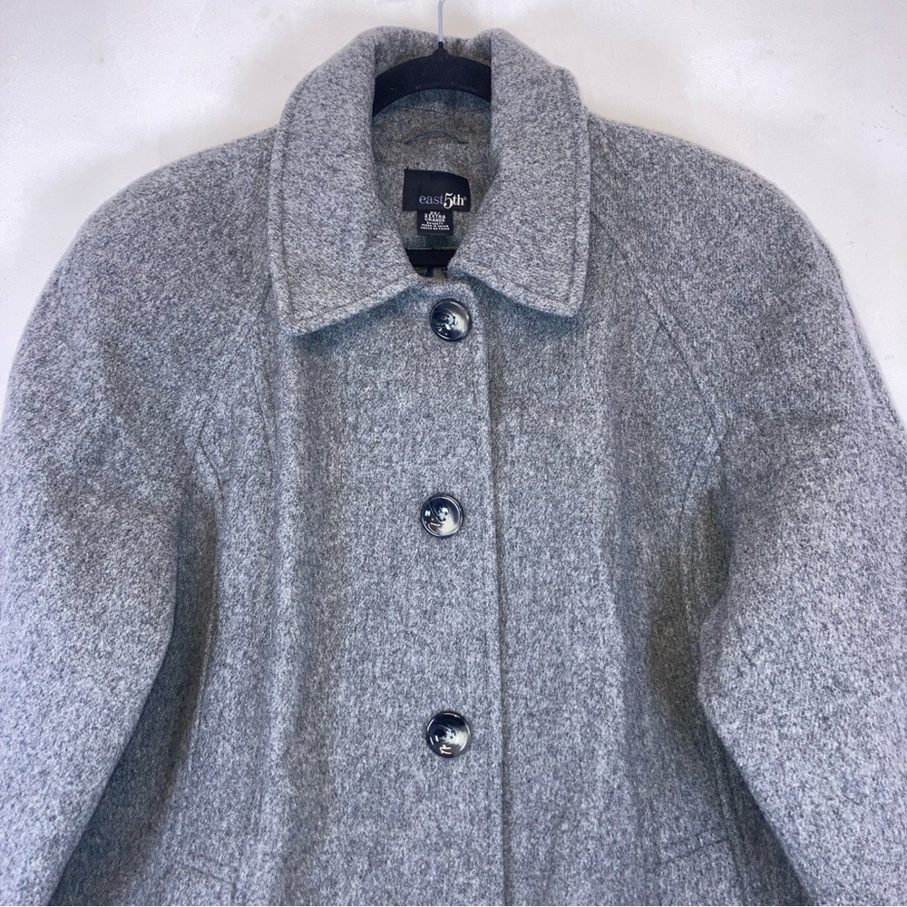East 5th Coat Women’s Gray Plaid Scarf Button Down Size 2XL Wool Blend Pockets - Picture 3 of 16